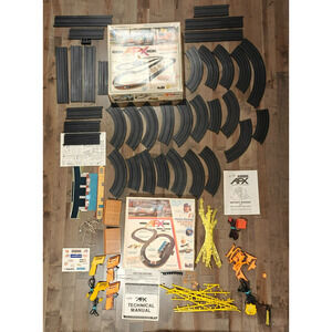 Vtg Aurora AFX 1976 Slot Car Lot Track Controllers Stands Guard Rails Power Cord